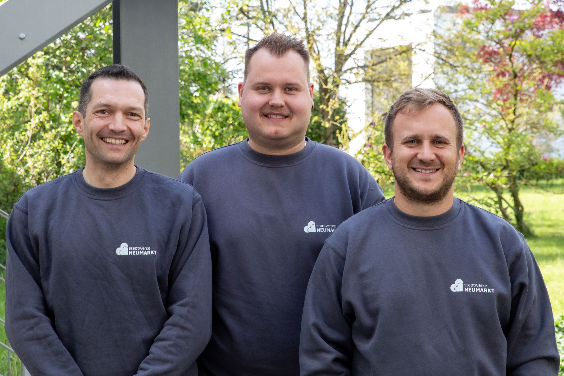 Gruppenfoto Team Netzanschlüsse: Andreas Moosburger, Marco Babbel, Viktor Reimann