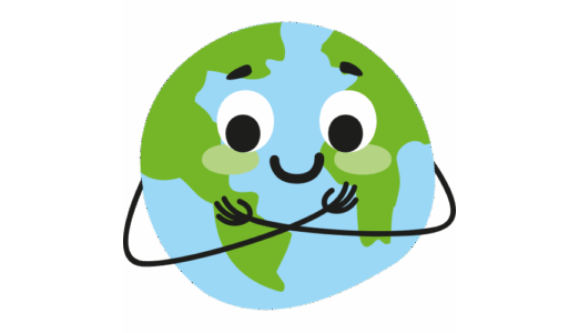 Eine Welt mit freundlichem Gesicht und umarmenden Armen