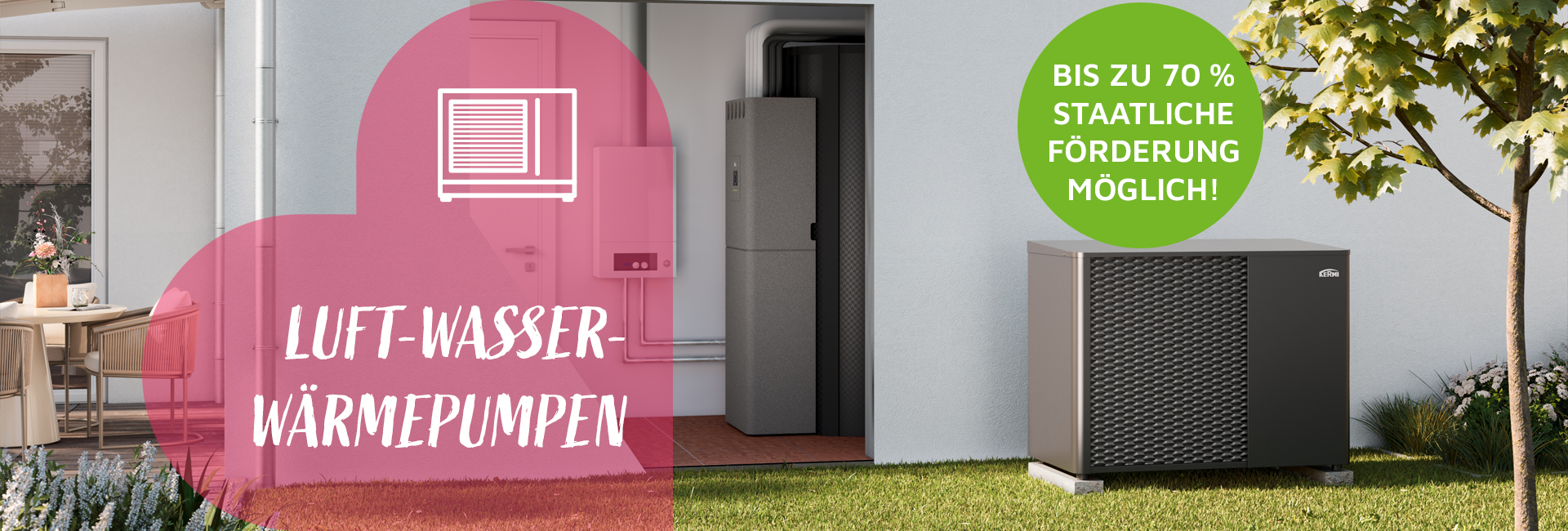 Luft-Wasser-Wärmepumpe von Kermi - bis zu 70 % staatliche Förderung möglich